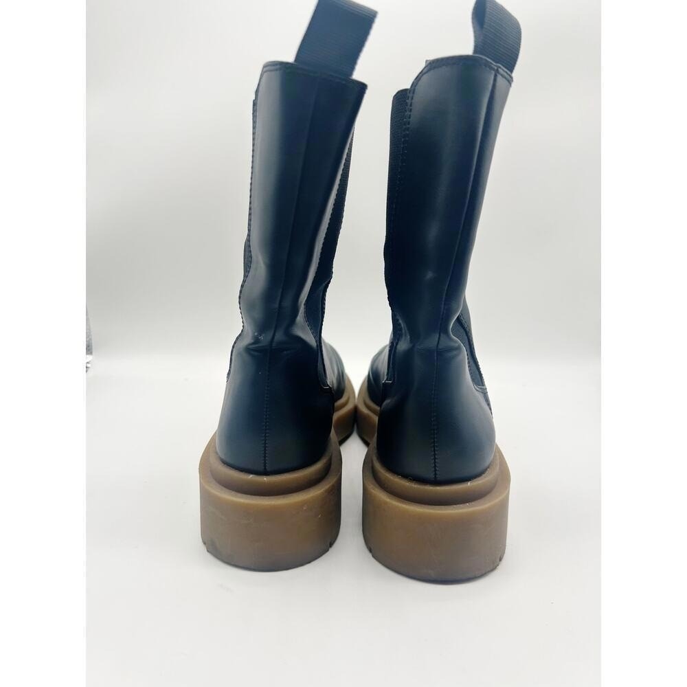 H&M Boots Size 8 Black Howler Chelsea Platform Lug Sole Mid-Calf Chunky - Picture 6 of 9